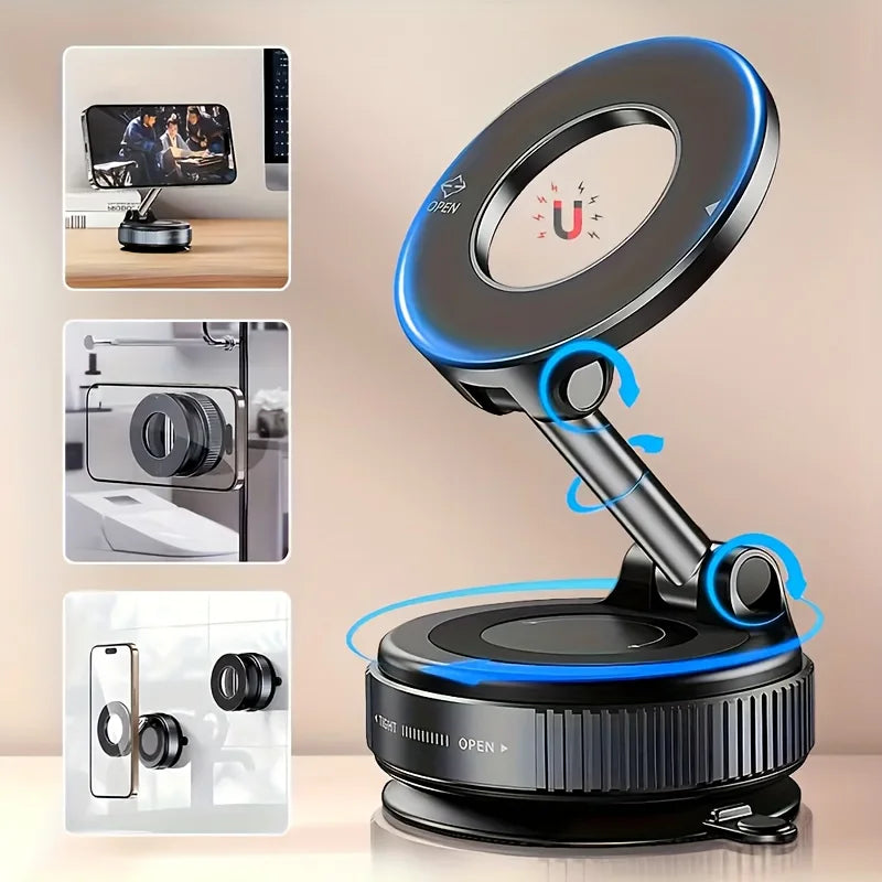 Foldable vacuum phone holder