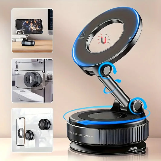 Foldable vacuum phone holder